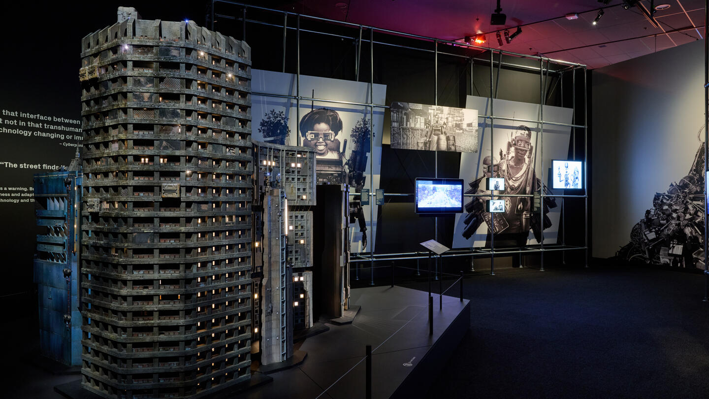 View of the inside of the Future and Other Fictions exhibition at ACMI