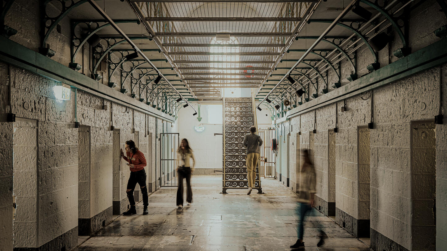 Visitors exploring H division during a tour to Pentridge Prison