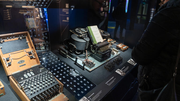 Display showing coding machines such as the famous enigma machine