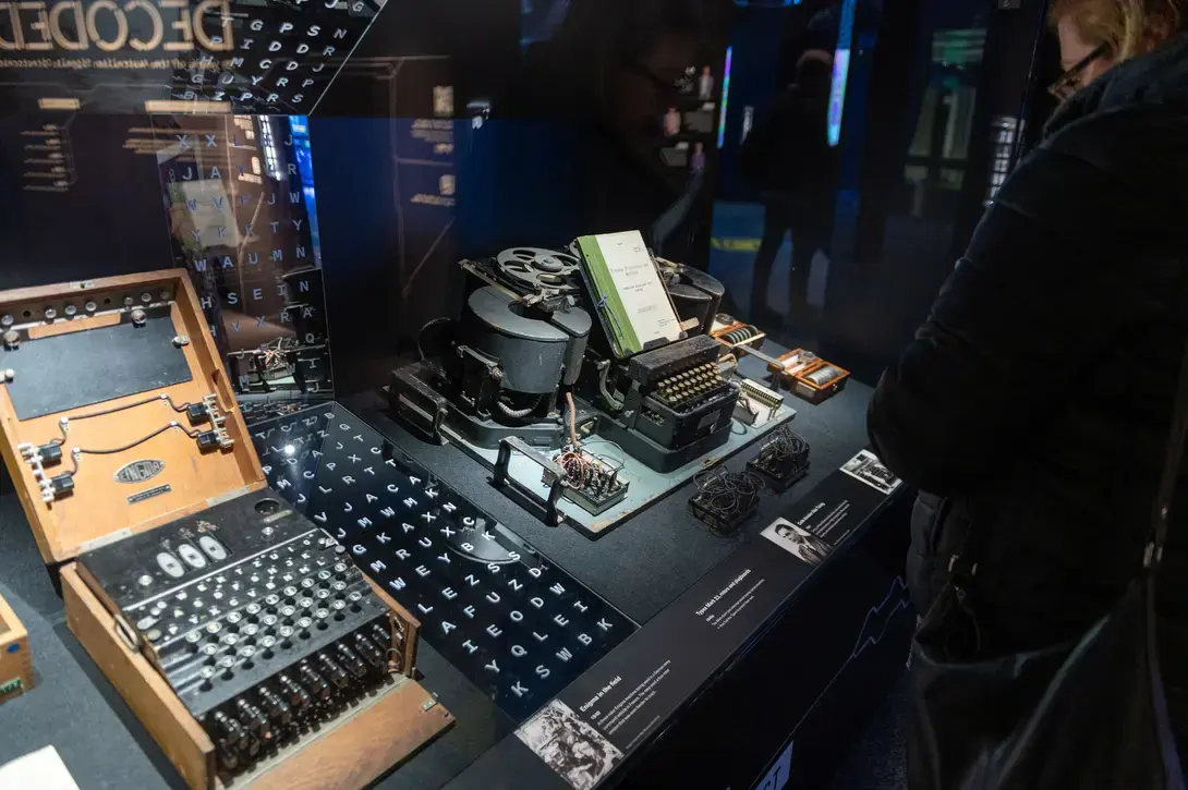 Display showing coding machines such as the famous enigma machine